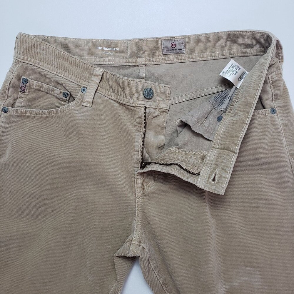 AG Adriano Goldschmied The Graduate Tailored Leg Corduroy Trouser Mens 32x34 Tan - Picture 11 of 16